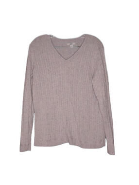 Croft & Barrow V-neck Ribbed Sweater Womens Size L Light Lavender Speckled Print